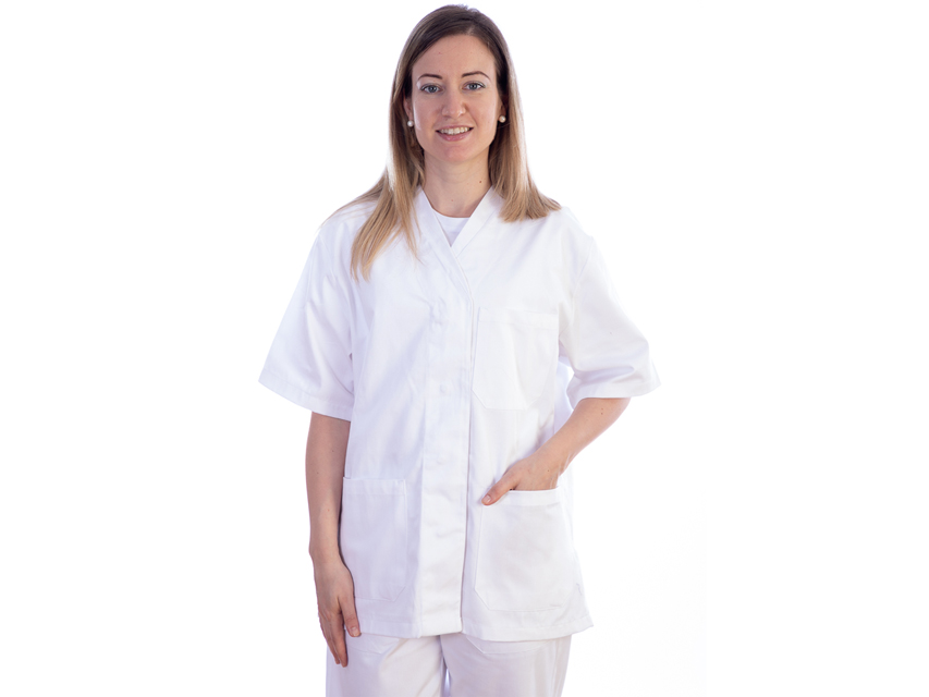 CASACCA CON BOTTONI-cotone/pol.-donna L bianca