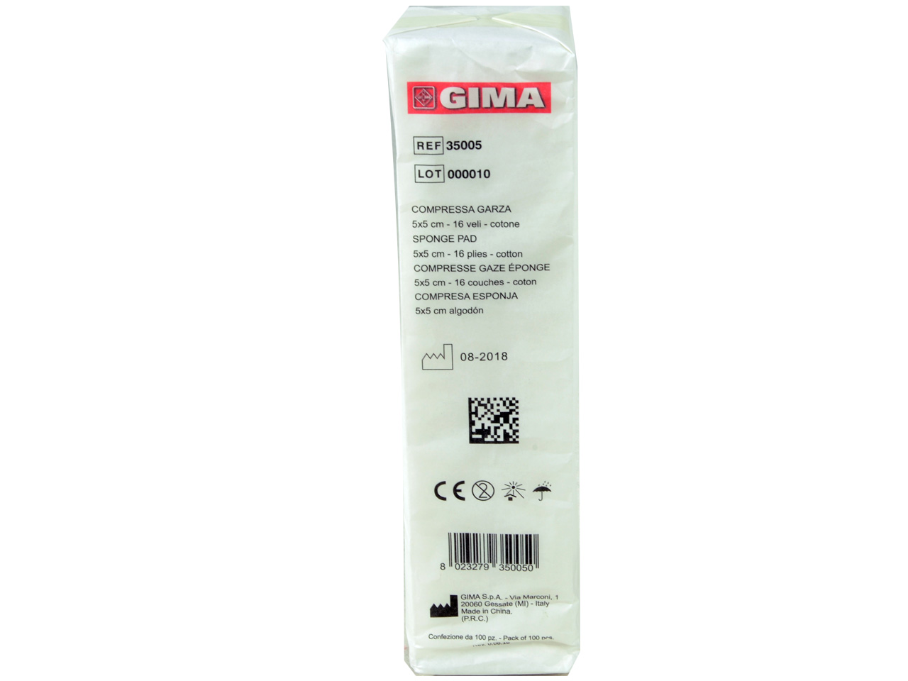COMPRESSE GARZA COTONE - 5x5 cm - 16 veli - 10 pacchi da 100